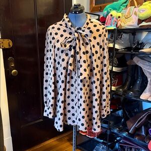 Polka Dot Blouse with Bow Tie
